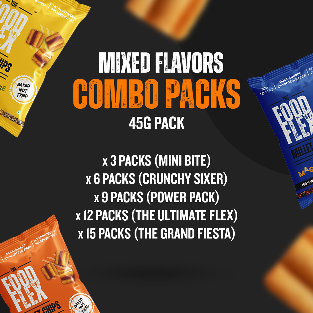 TheFoodFlex mixed flavors combo packs of baked chips in various pack sizes from mini bite to grand fiesta